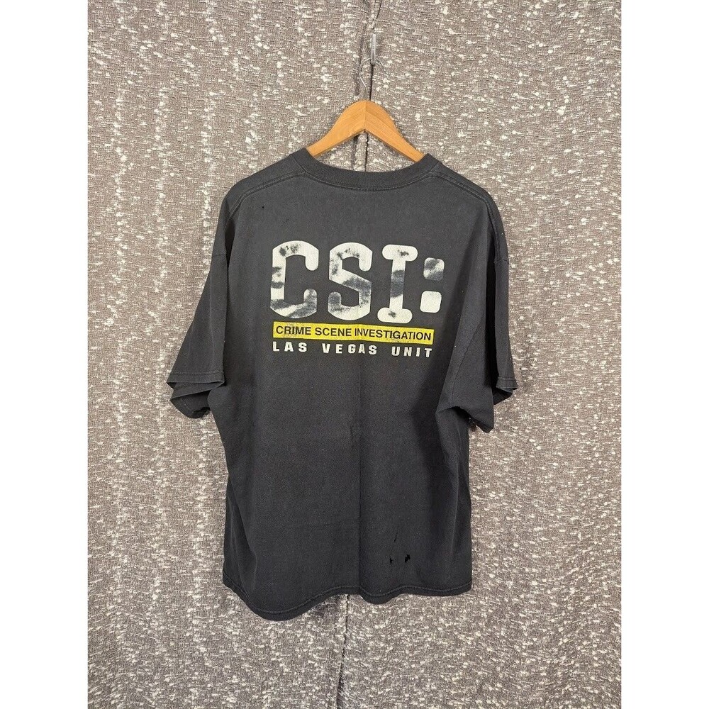Vtg Y2K CSI Las Vegas Tshirt Men X-Large‎ Tv Show Promo Faded Double Sided 2000s